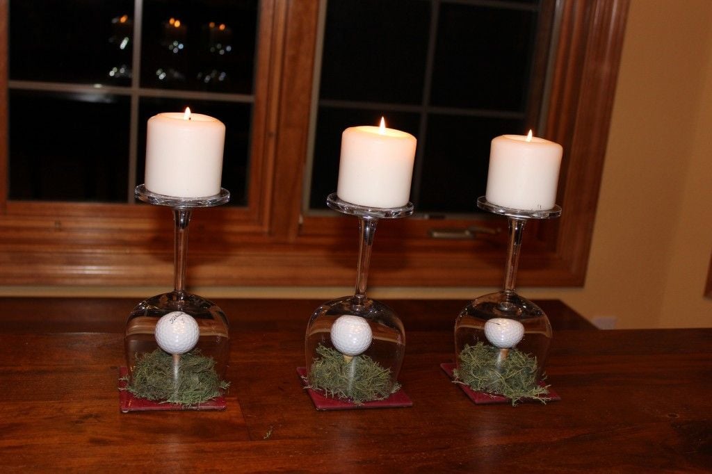 A pretty golf themed centerpiece. 