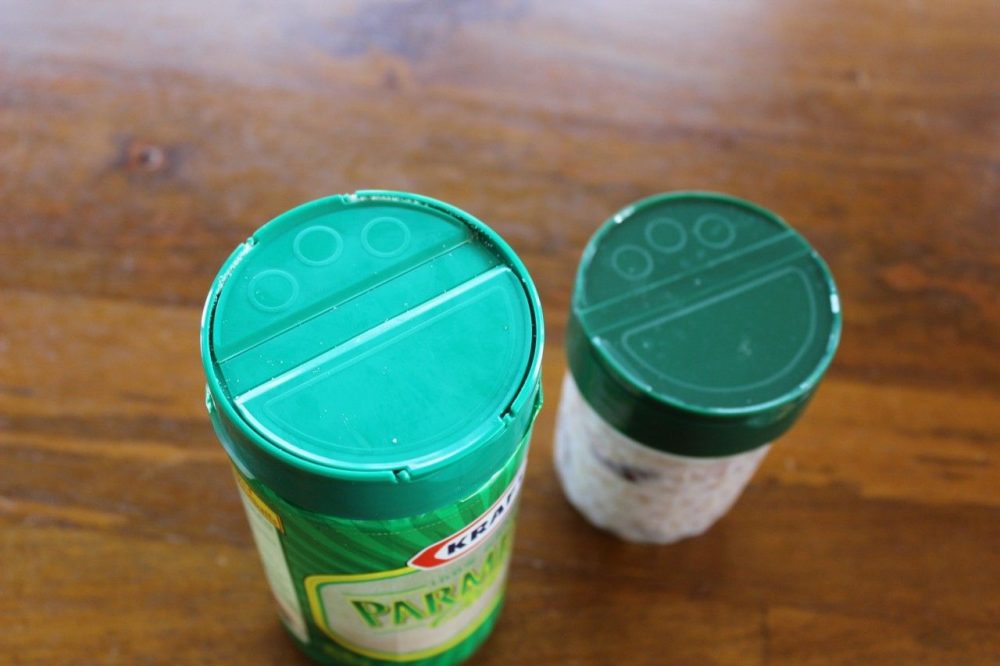 Great use for parmesan cheese lids. Perfect fit for your mason jar!