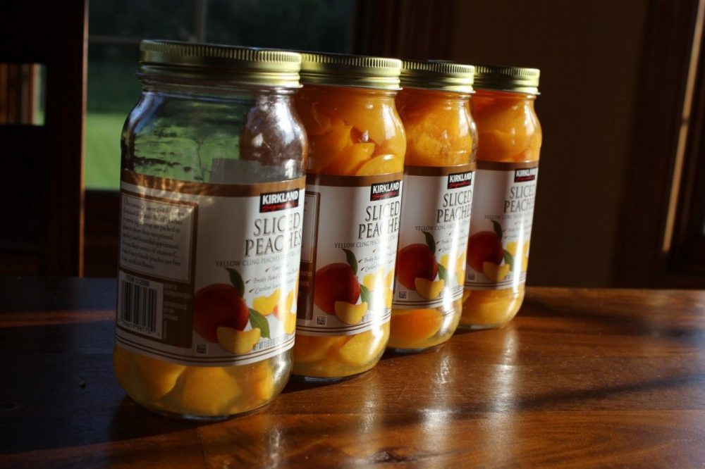 jars of canned peaches