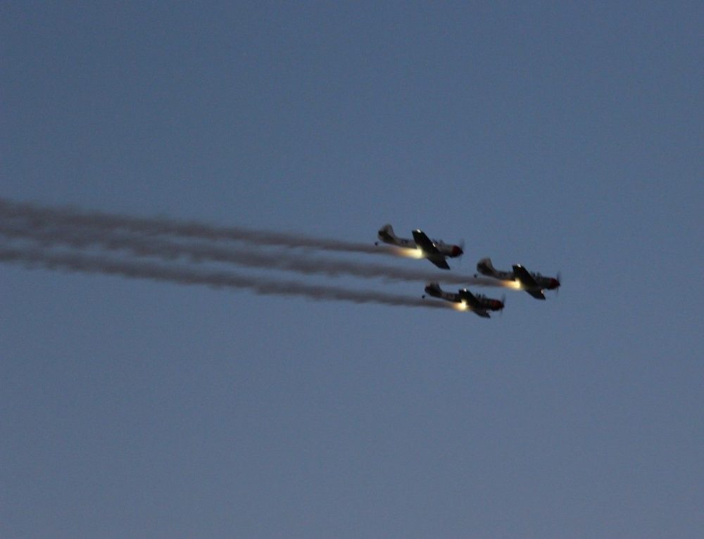 Planes flying at night with lights