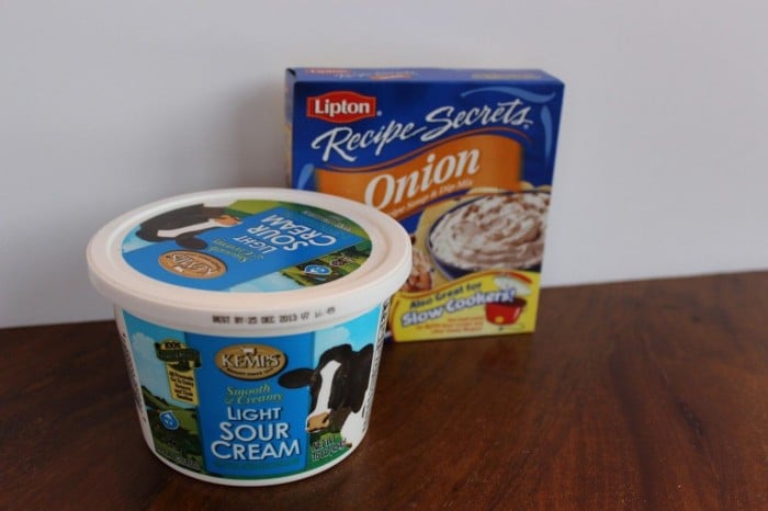 Sour cream and Lipton's onion soup mix.