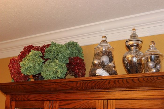 My Christmas display on my dining room china cabinet