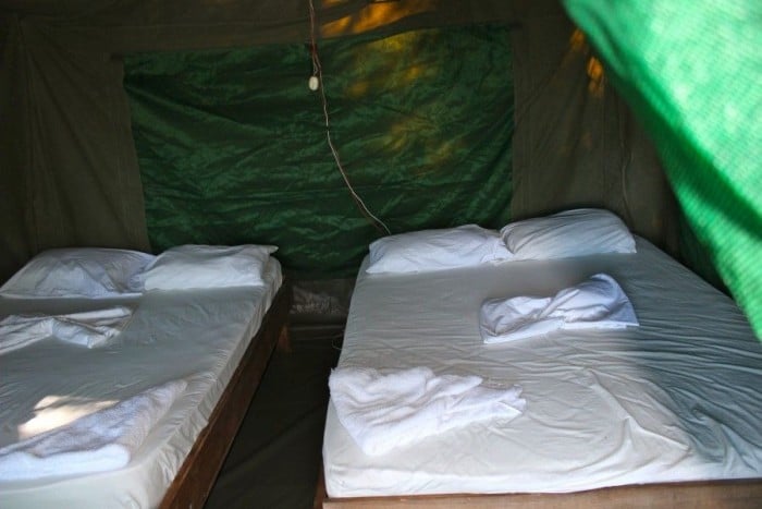 The interior of the tent.