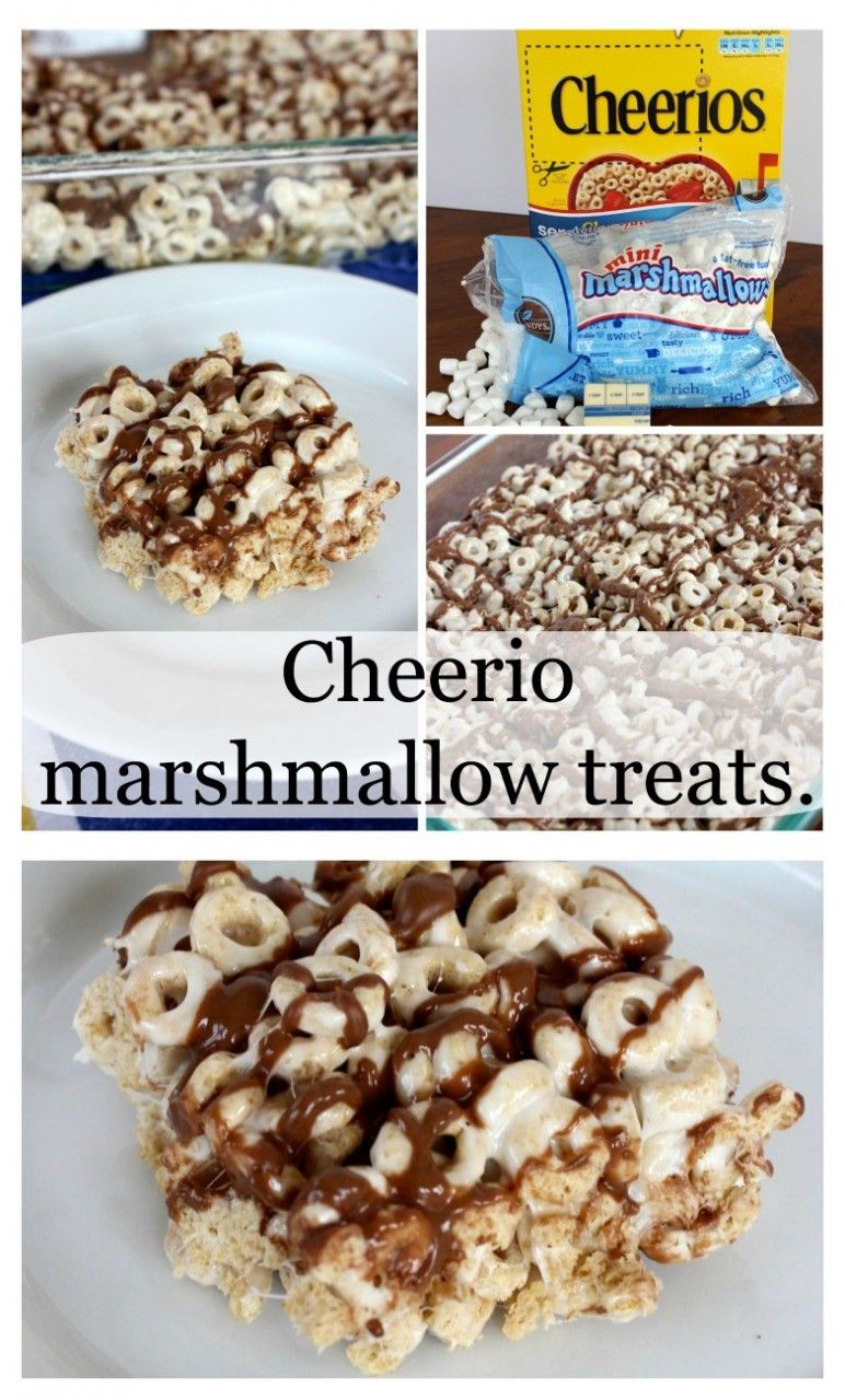 Cheerio marshmallow treats - with chocolate drizzle. - Momcrieff