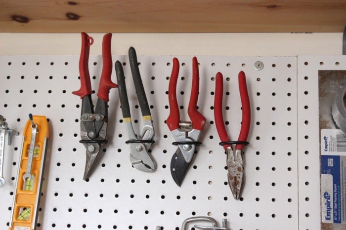 tool pegboard with pliers