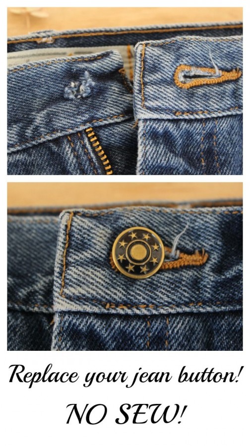 Replace a jean button no sew (easy!!) Momcrieff