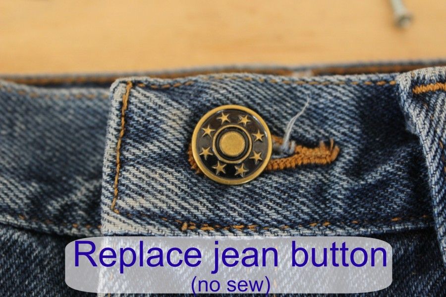 Replace a jean button. No sew.