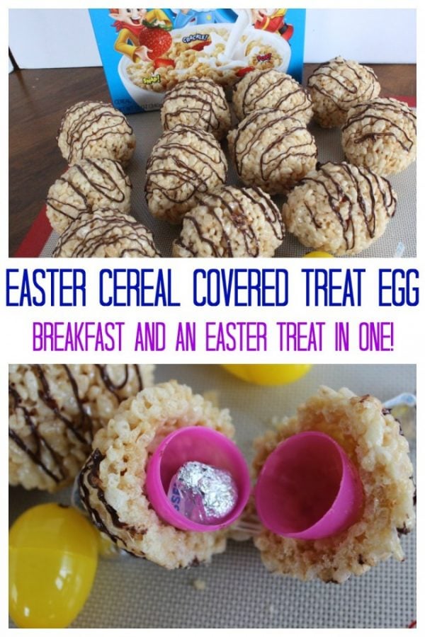 cereal covered plastic easter egg with another treat inside.