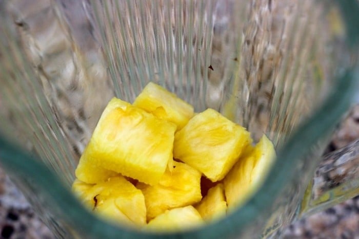 pineapple in blender for gaspacho soup