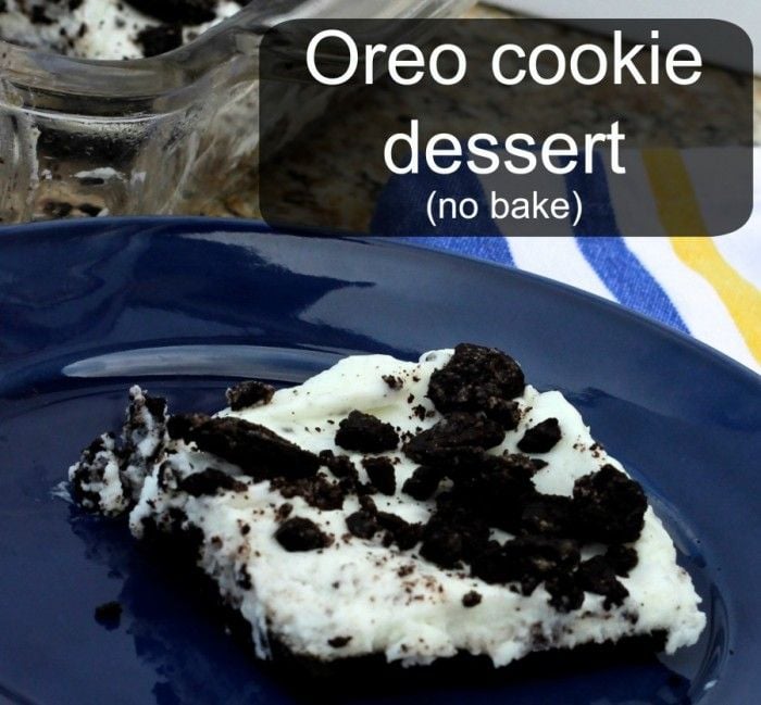 Oreo cookie dessert.  So easy and almost everything is included in the kit.  Bonus is that it's no bake!