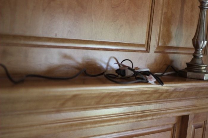 messy cables on fall mantle