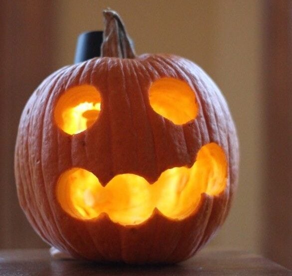 solar lit carved pumpkin