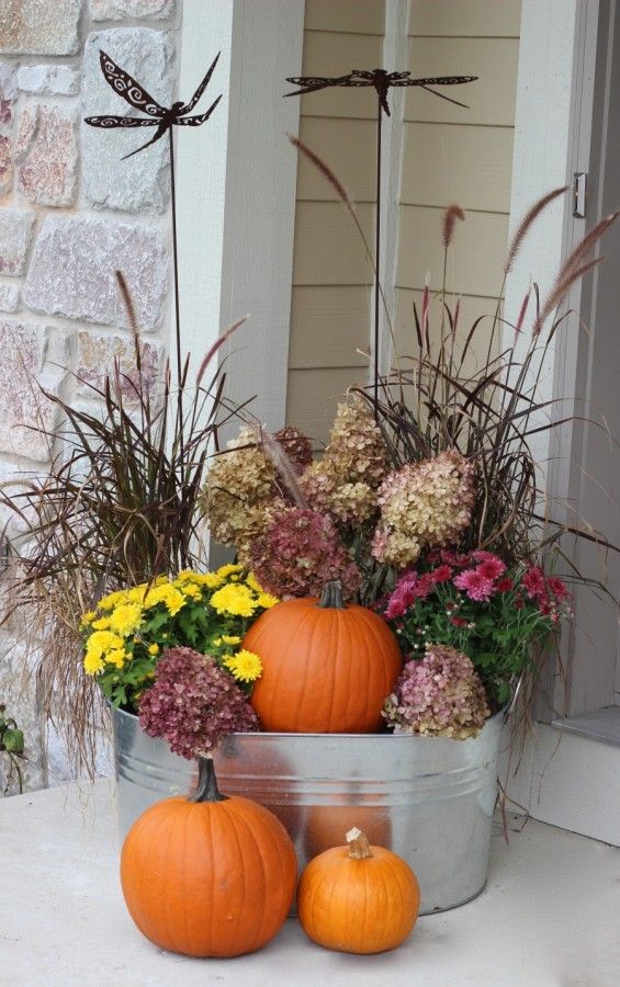 Plastic Pumpkins Fall Planters