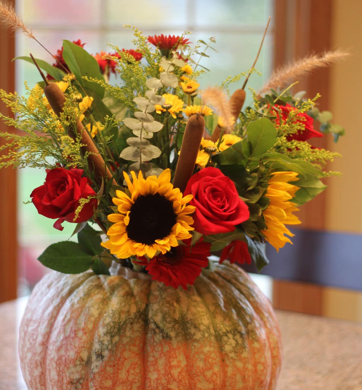 Vintage Pumpkin Dried Flower Arrangement