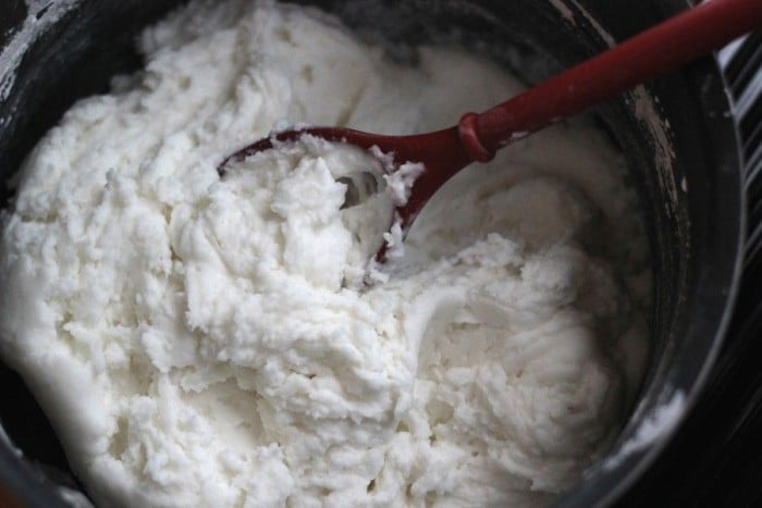 Mixing ingredients for homemade Christmas ornaments