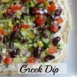 Greek Dip - with hummus, feta, olives, and other yummy ingredients!