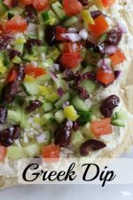 Greek Dip - with hummus, feta, olives, and other yummy ingredients!