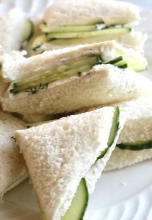 cucumber sandwiches on white bread cut into triangles