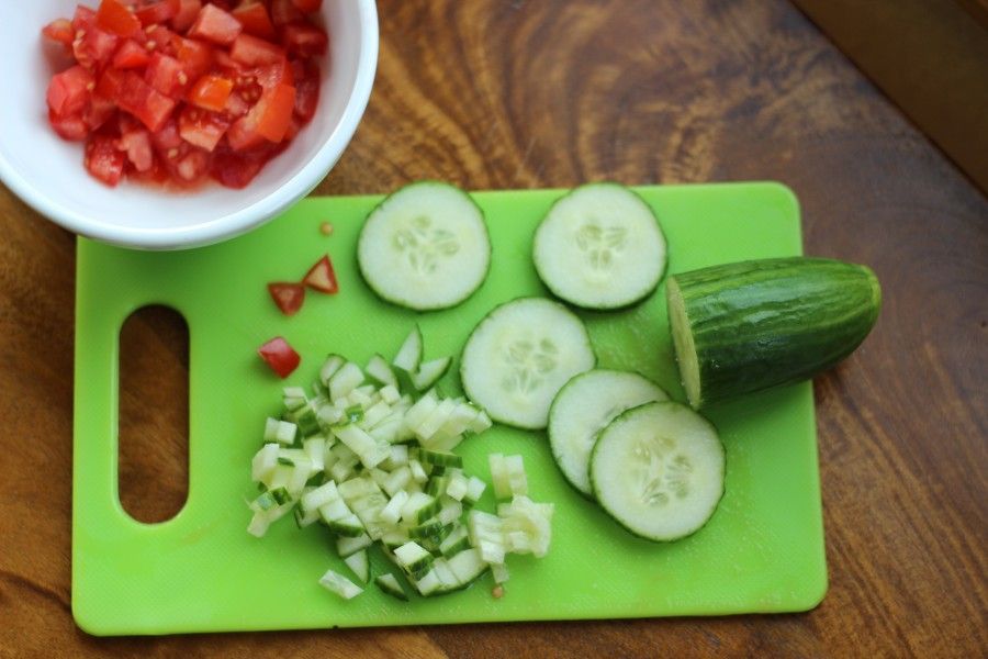 Tomato and Cucumber with Feta appetizer