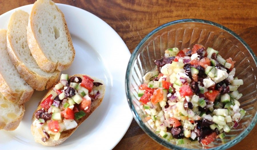 Tomato and Cucumber with Feta appetizer