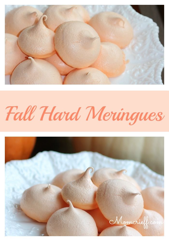 Fall hard meringues. Easy to make! These crunchy, melt in your mouth meringues are wonderful with your coffee, as dessert or for a treat.