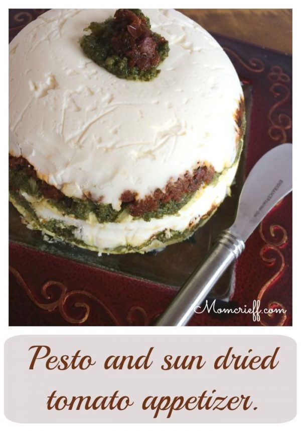 Pesto Torte (Pesto & Sun dried tomato cheese ball). Momcrieff