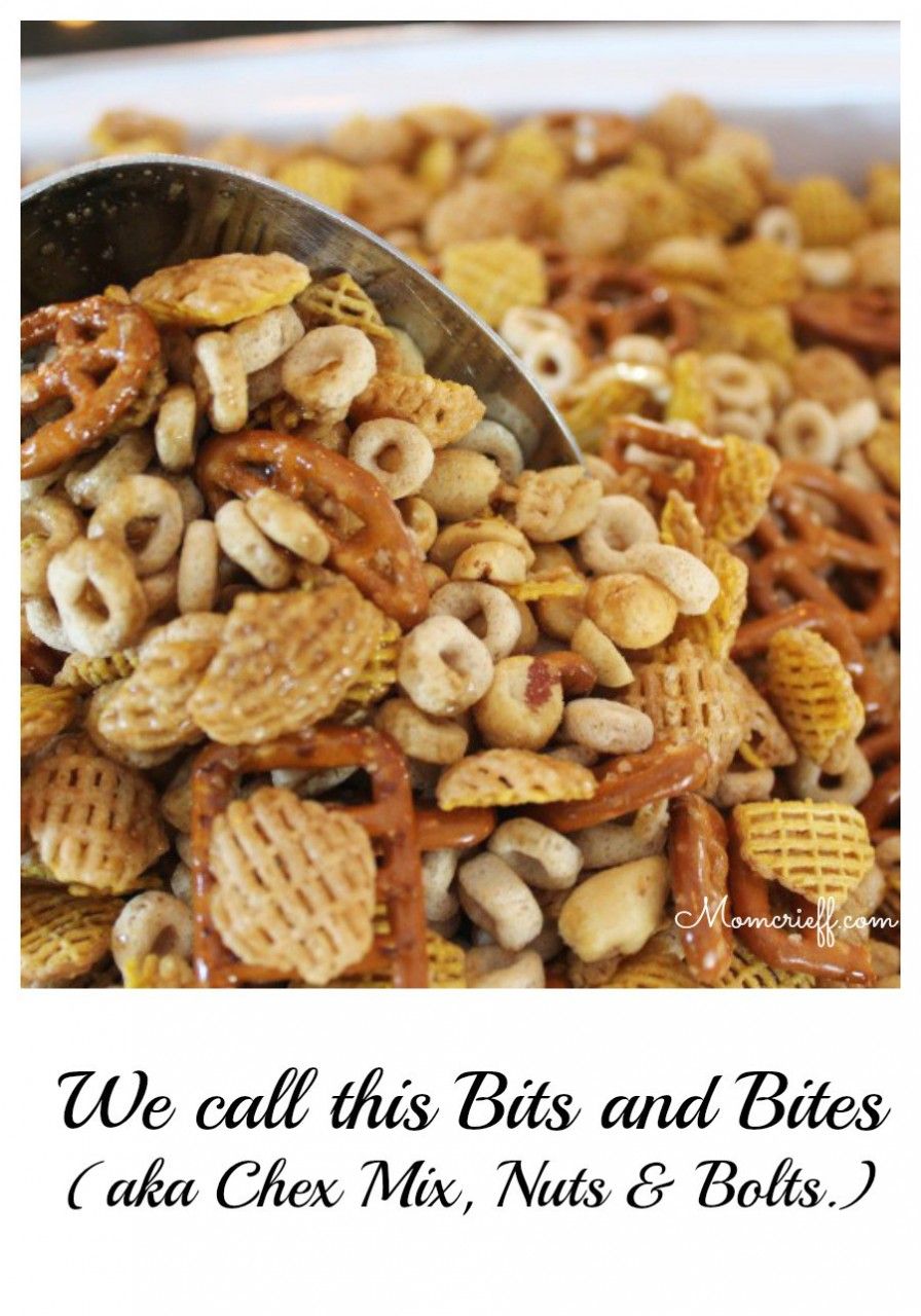 Bits and Bites - Also known as Chex Mix and Nuts and Bolts.