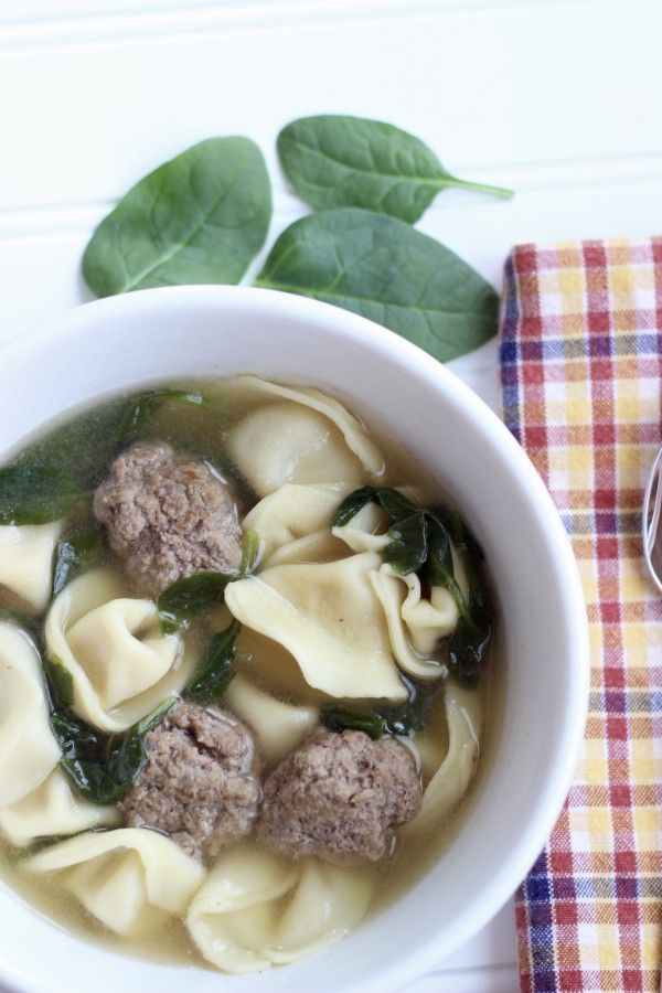 Meatball Soup with Spinach