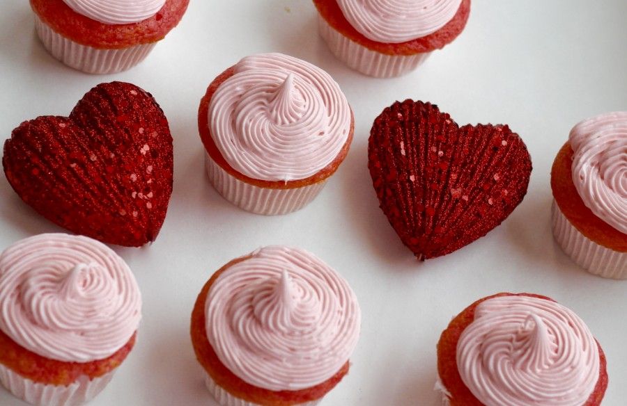 Strawberry, strawberry, strawberry three ingredient cupcakes.