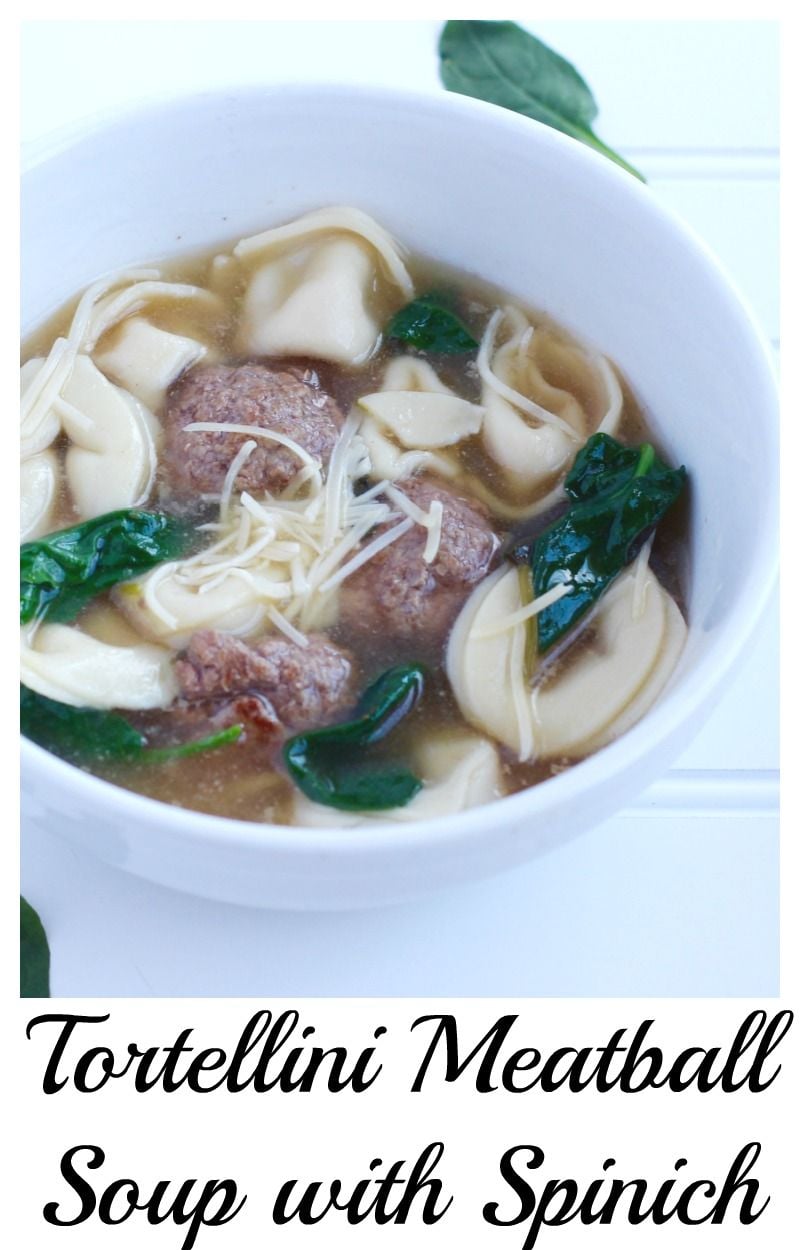 Tortellini Meatball Soup with Spinich