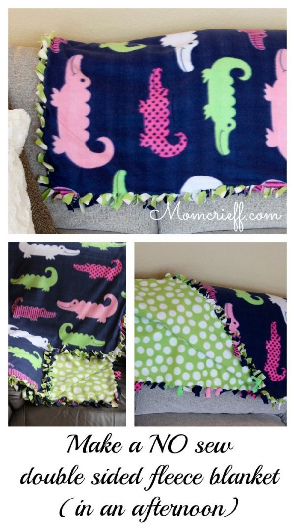 No Sew Double Sided Fleece Blanket. Momcrieff