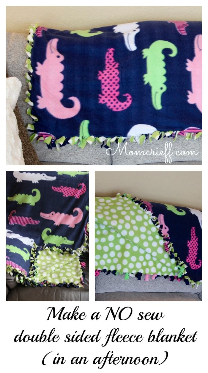 No Sew Double Sided Fleece Blanket Momcrieff