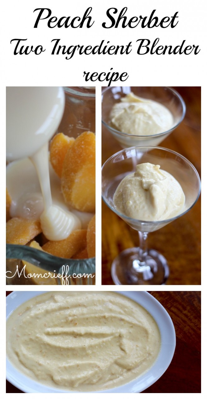 Peach Sherbet Easy Two Ingredient Recipe (no ice cream maker) Momcrieff
