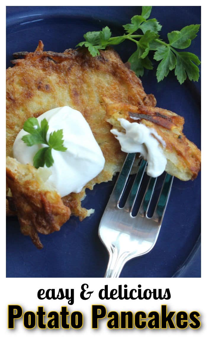 potato pancake garnished with sour cream.