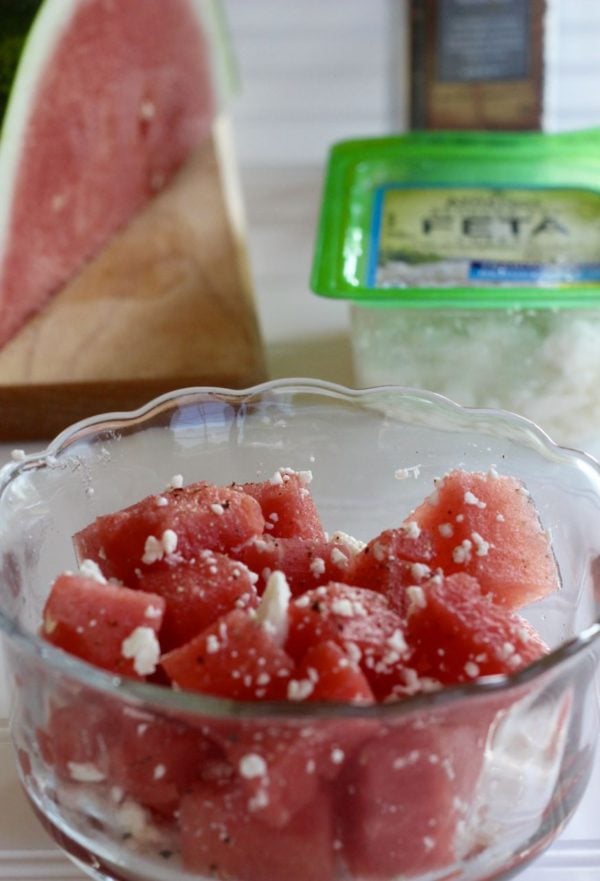 Watermelon Salad with feta and pepper