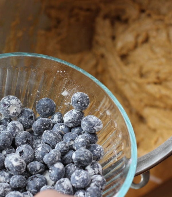 Blueberries covered with flour.