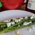 Asparagus Salad | Steamed asparagus with balsalmic vinegar and feta cheese