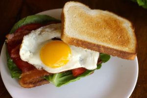 Bacon, Egg, Lettuce and Tomato sandwich for lunch - BELT