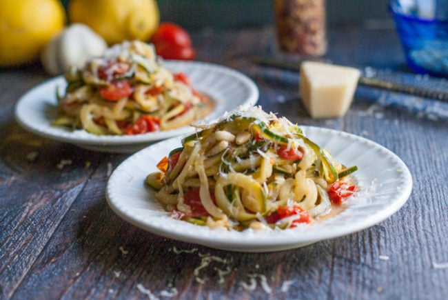 Lemon Parmesan Zucchini noodles