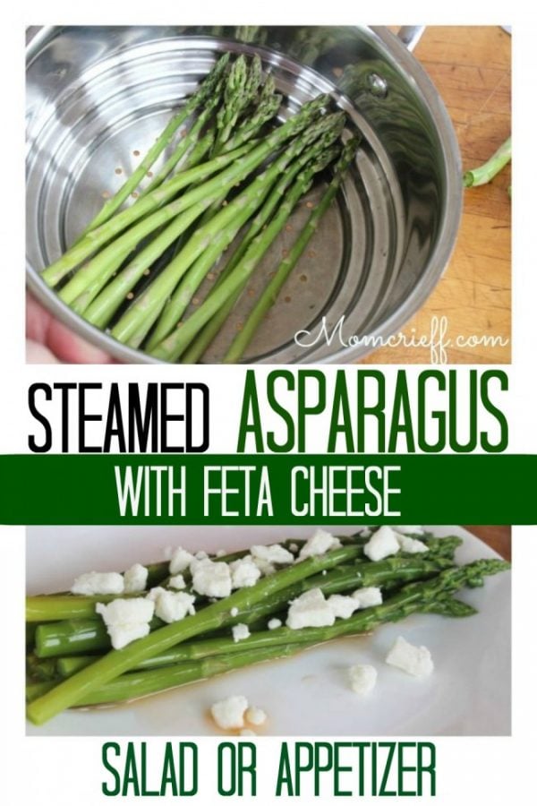 Steamed asparagus with feta cheese