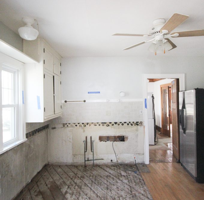 The kitchen as purchased. No floors or kitchen cabinets.