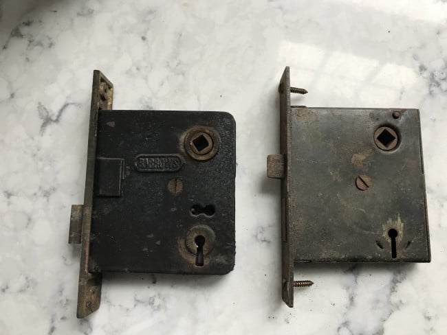 my old mortise lock and the 100 year old mortise lock i bought