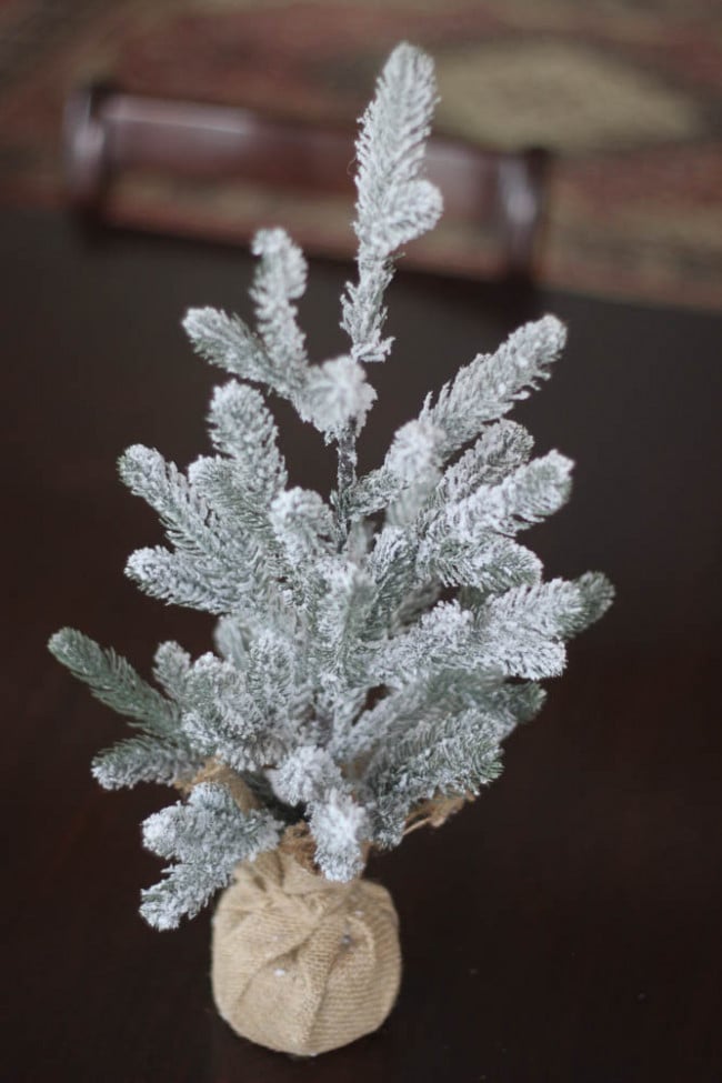 Inexpensive Christmas decor-Small flocked tree