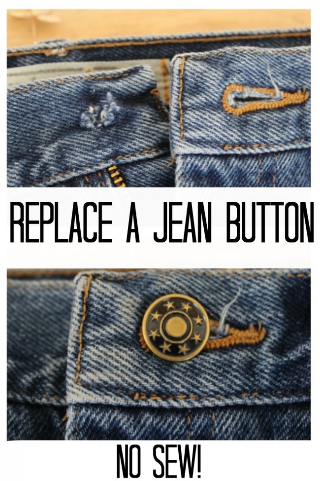 Replace a jean button - no sew (easy!!) - Momcrieff