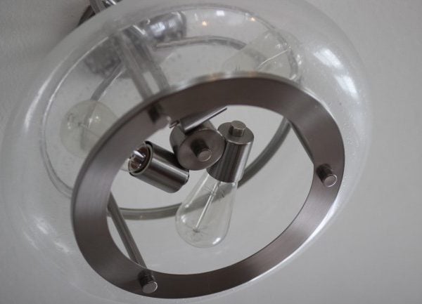 modern metal and bubble glass kitchen light fixture