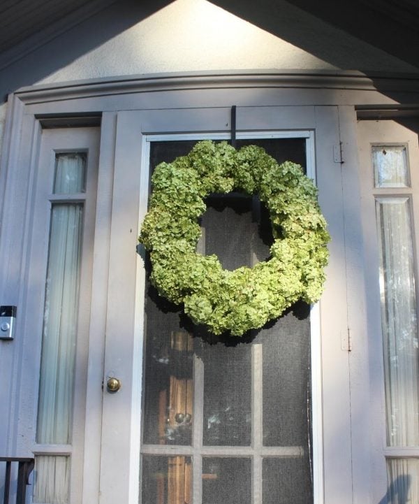 a hydrangea wreath on my front door.