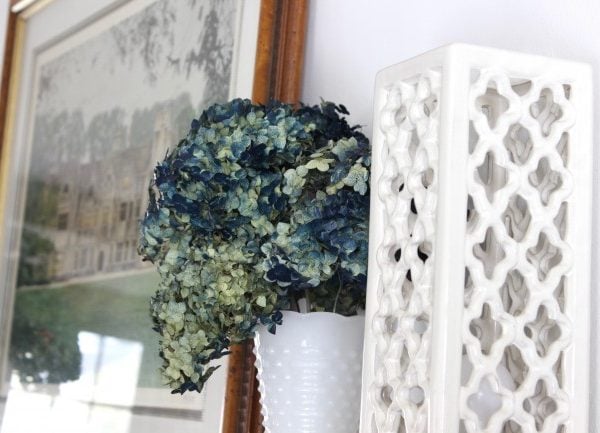 Dried Hydrangeas In the Cupboard - MY WEATHERED HOME