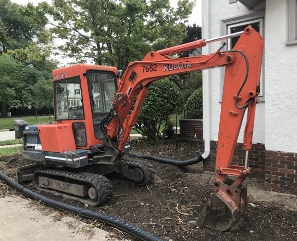 the orange excavator