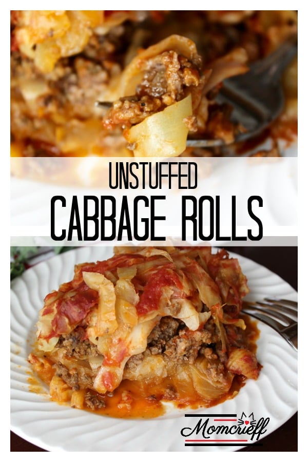 unstuffed cabbage rolls on a white plate