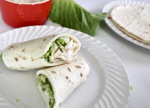 chicken salad caesar salad wrap.